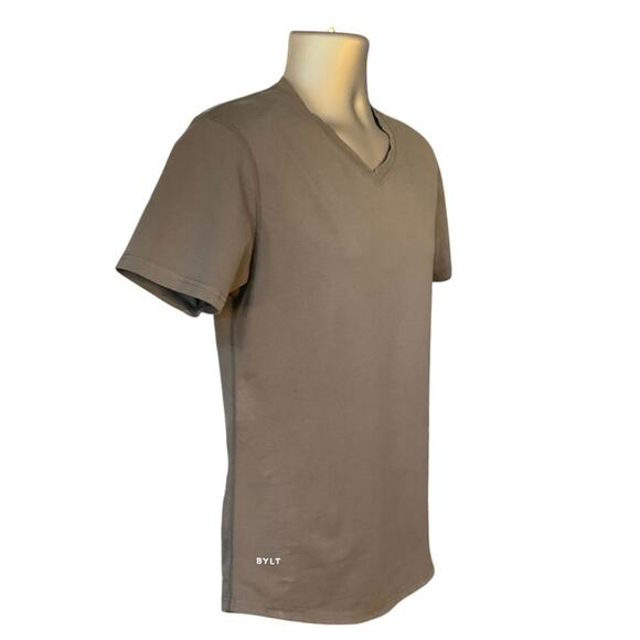 Bylt Gray Drop Cut V-Neck Short Sleeve Cotton Blend T-Shirt Size S - Picture 2 of 6